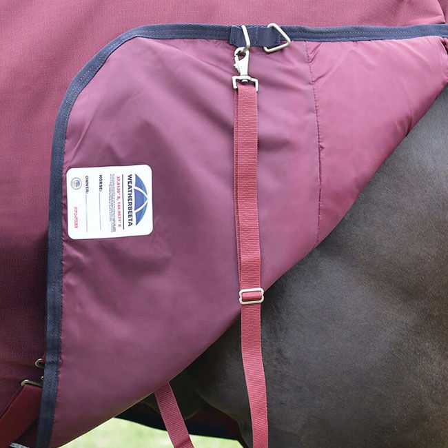 WeatherBeeta ComFiTec Essential Turnout with Standard Neck (220g Fill) - Burgundy/Navy image number null
