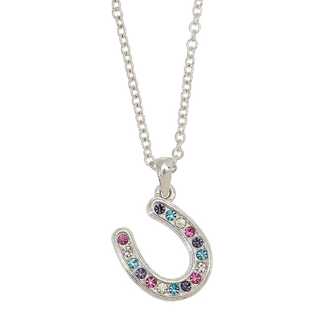AWST International Horseshoes Necklace with Multi-Colored Stones & Cowboy Hat Gift Box image number null