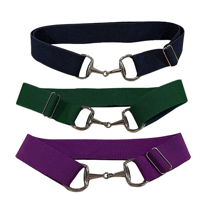 Anademi Stretch Belt with Silver-Tone Bit Buckle - Solid Colors image number null