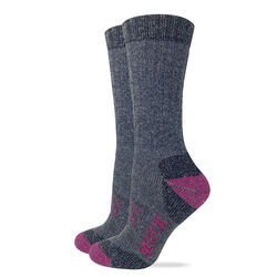 Muck Boot Company Women's Heavyweight Merino Wool Mid Calf Boot Socks - Charcoal/Fuchsia - 2-Pack