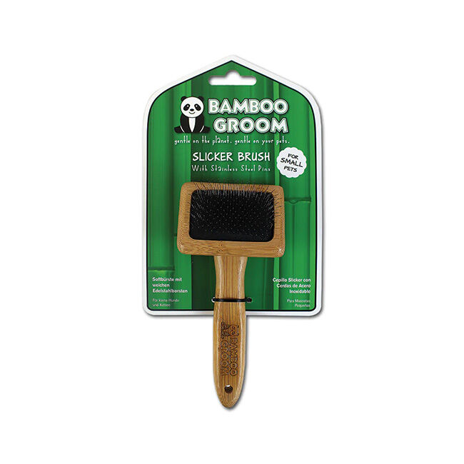 Bamboo Groom Slicker Brush with Stainless Steel Pins image number null