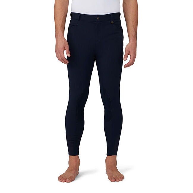 Ovation Men's EuroWeave Front Zip 4-Pocket Knee Patch Breech - Black image number null