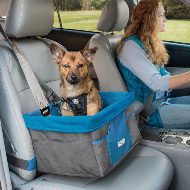 Kurgo Heather Dog Booster Seat - Heather Charcoal/Blue image number null