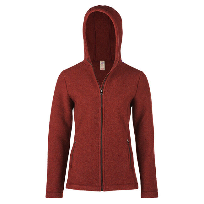 Engel Women's 100% Wool Hooded Jacket - Terracotta Melange image number null