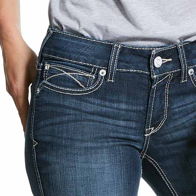 Ariat Women's R.E.A.L. Mid Rise Arrow Fit Stretch Shayla Boot Cut Jean - Gemstone image number null