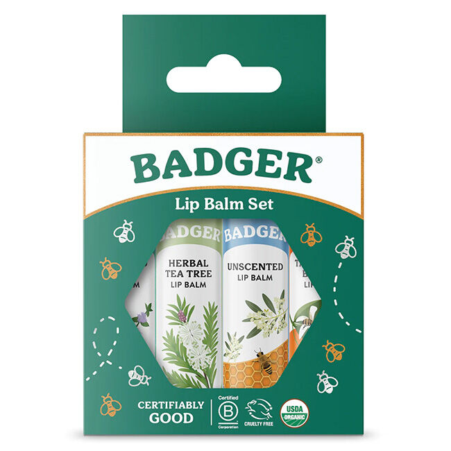 Badger Classic Lip Balm 4-Pack - Green Box image number null