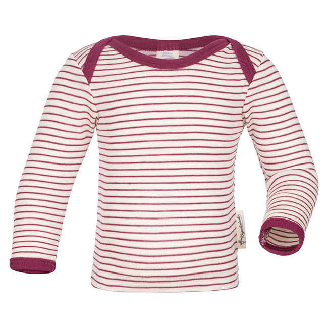 Engel Baby Organic Wool/Silk Blend Striped Shirt - Natural/Orchid image number null