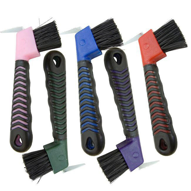 Intrepid International Rubber Grip Hoof Pick with Brush image number null