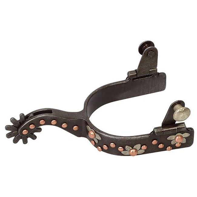 Weaver Ladies' Spur with German Silver Floral Trim and Copper Dots image number null
