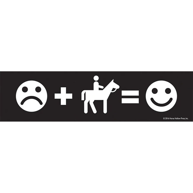 Horse Hollow Press "Frown Face + Riding = Happy Face" Bumper Sticker image number null