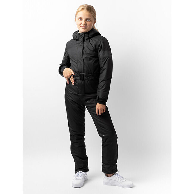 Horze Kids' Annica Waterproof Padded Full Grip Riding Overalls - Caviar image number null