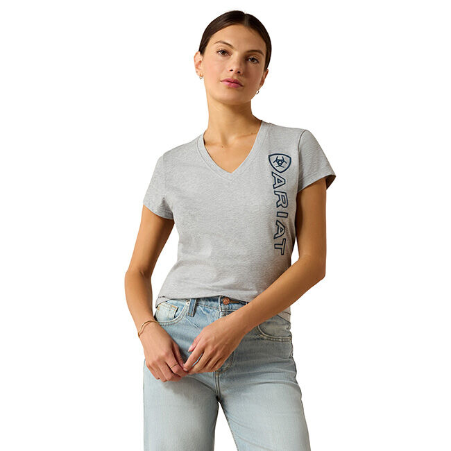 Ariat Women's Vertical Logo Tee - Heather Grey image number null