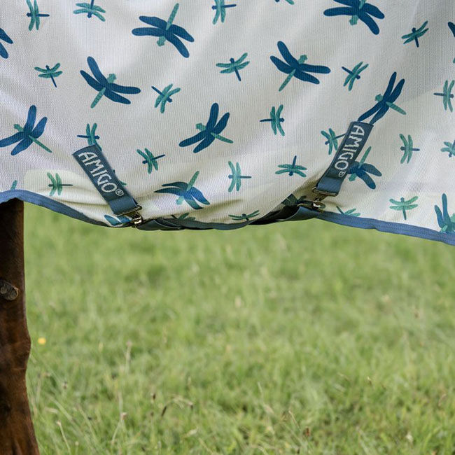 Horseware Amigo Bug Rug Fly Sheet - Dragonfly Print/Silver/Blue/Sage image number null
