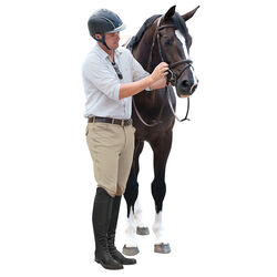 Ovation Men's EuroWeave Front Zip 4-Pocket Knee Patch Breech - Classic Show Tan