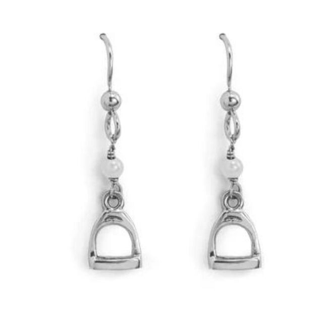 Loriece English Stirrup White Pearl Earrings image number null
