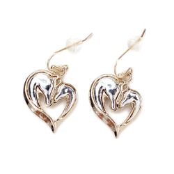 Wyo-Horse Set of Three Horse Earrings Two Horse Heart Earrings - Gold - Closeout