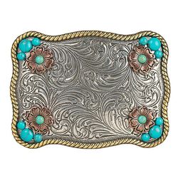Nocona Women's Turquoise Stone Flowers Belt Buckle