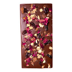 Jouvay Chocolate Bar - Milk Chocolate with Cherries, Almonds & Rose - 85 g