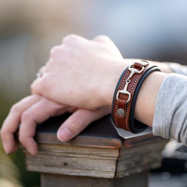 Tory Leather Padded Leather Snaffle Bit Bracelet image number null