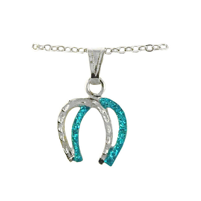 Finishing Touch of Kentucky Necklace - Glitter Double Horseshoe - Turquoise image number null
