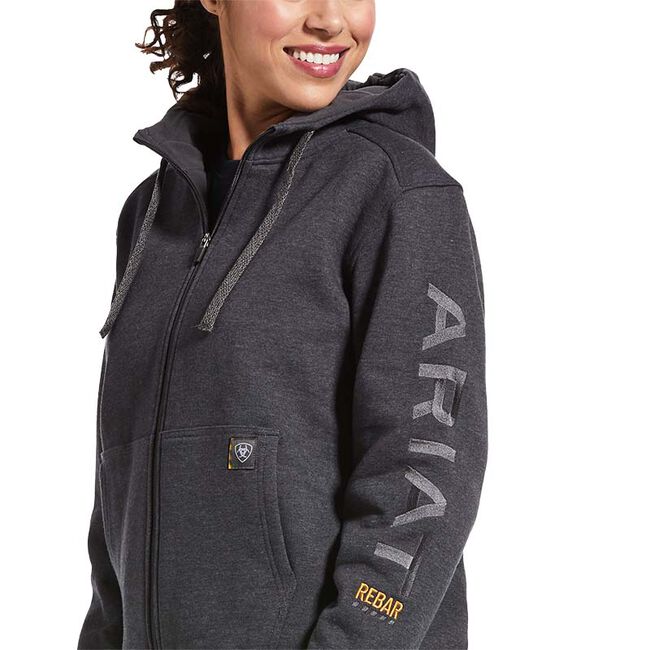 Ariat Women's Rebar All-Weather Full Zip Hoodie - Charcoal Heather image number null