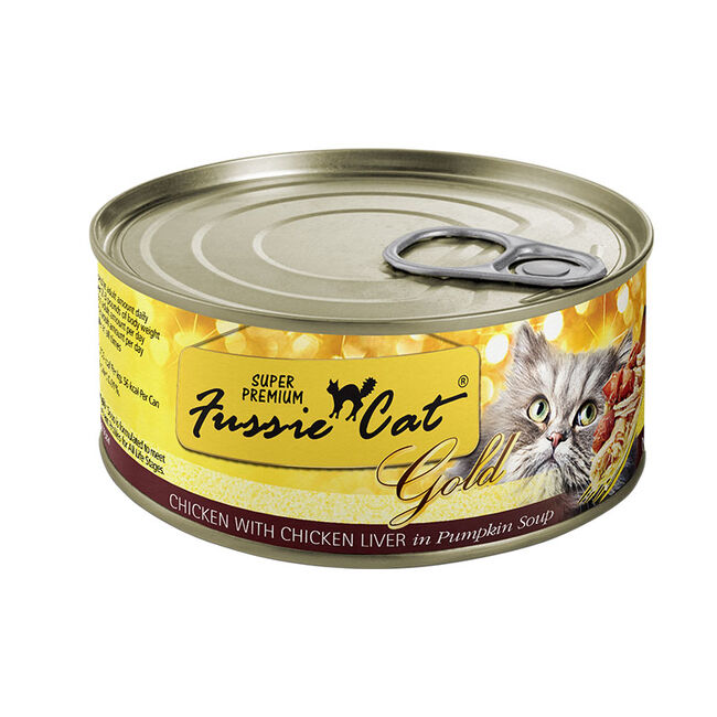 Fussie Cat Gold Cat Food - Super Premium Chicken with Chicken Liver in Pumpkin Soup - 2.8 oz image number null