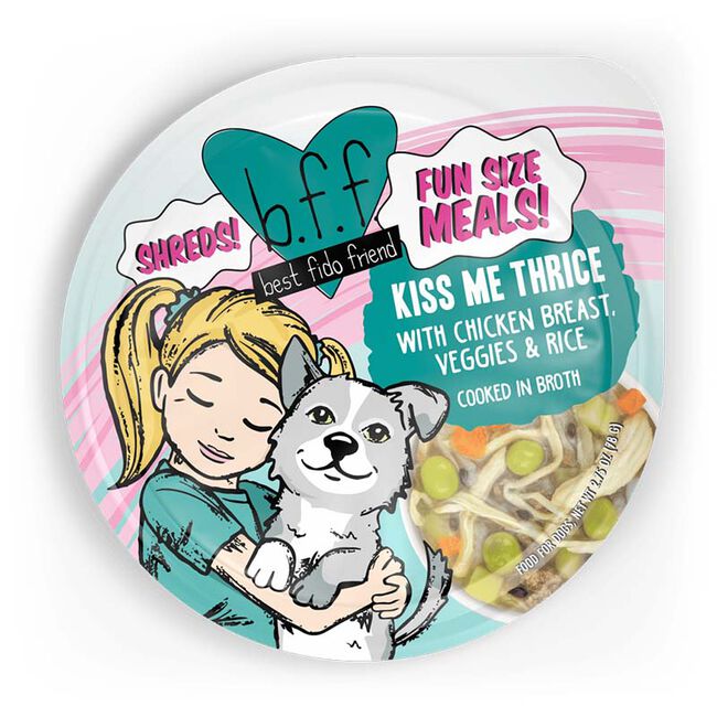 Weruva BFF Fun Size Meal Dog Food - Kiss Me Thrice with Chicken Breast, Veggies, & Rice Cooked in Broth - 2.75 oz image number null