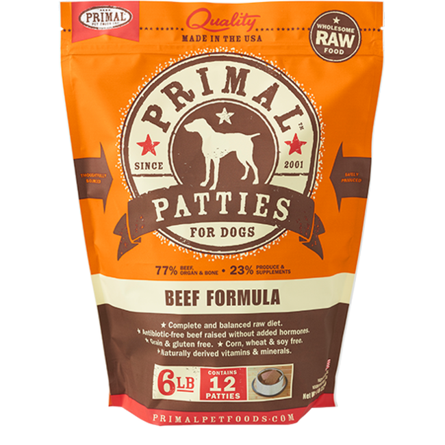 Primal Raw Frozen Patties for Dogs Beef