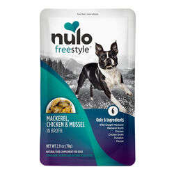 Nulo FreeStyle Meaty Topper for Dogs - Mackerel, Chicken & Mussel in Broth Recipe - 2.8 oz