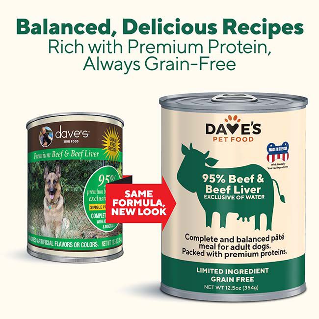 Dave's Pet Food 95% Premium Meats Dog Food - Beef & Beef Liver Recipe - 13 oz image number null