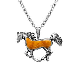 Wyo-Horse Horse Pendant Necklace with Burnt Orange Stone