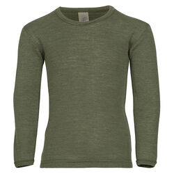 Engel Kids' Wool/Silk Blend Long-Sleeve Shirt - Olive