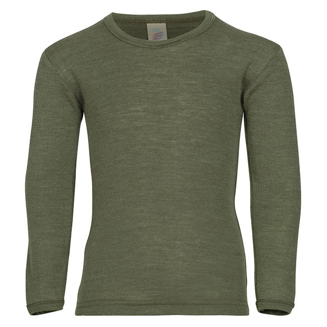 Engel Kids' Wool/Silk Blend Long-Sleeve Shirt - Olive image number null