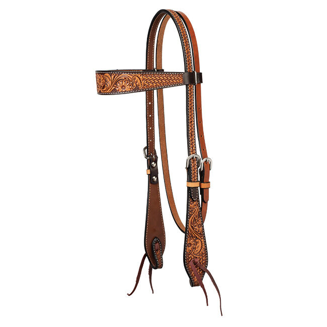 Weaver Equine Turquoise Cross Floral Tooled Browband Headstall image number null