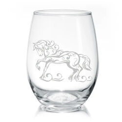 Classy Equine Stemless Wine Glass - Elegant Friesian