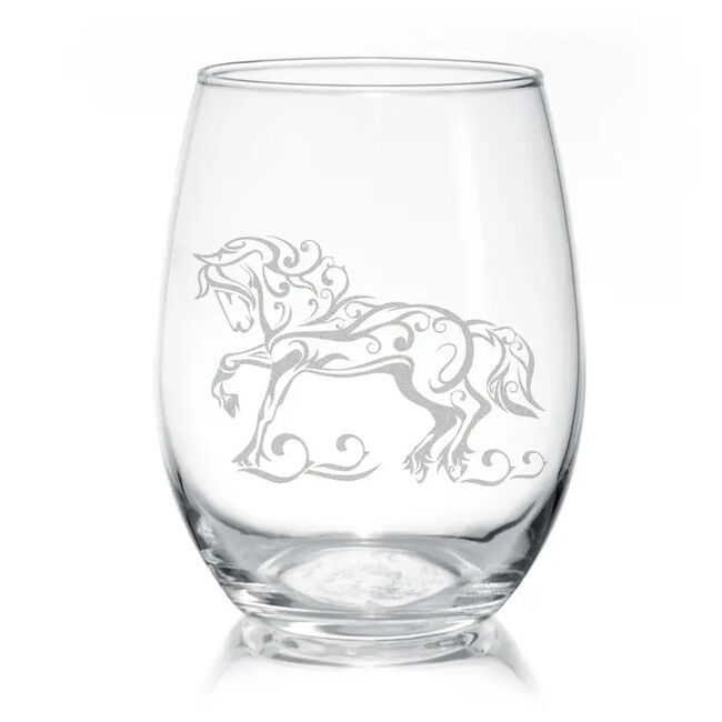 Classy Equine Stemless Wine Glass - Elegant Friesian image number null