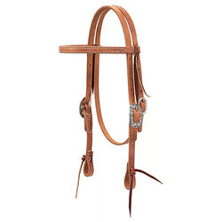Weaver Harness Leather Headstall with Floral Buckles - Pony