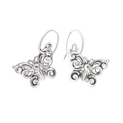 Finishing Touch of Kentucky Silver/Crystal Butterfly Wire Earrings