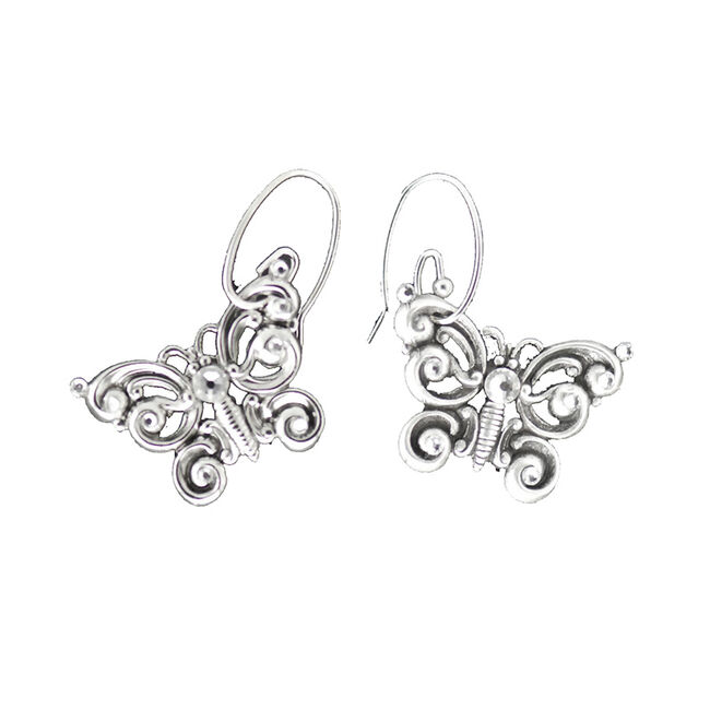 Finishing Touch of Kentucky Silver/Crystal Butterfly Wire Earrings image number null