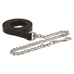 Perri's Leather Leather Lead with Stainless Steel Chain - Black