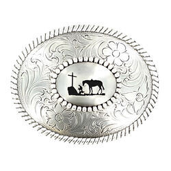 Nocona Oval Cowboy Prayer Buckle