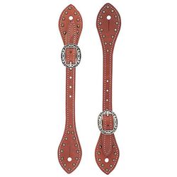 Weaver Men's Flared Buttered Harness Leather Spur Straps - Canyon Rose 