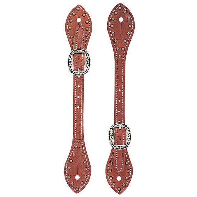 Weaver Men's Flared Buttered Harness Leather Spur Straps - Canyon Rose  image number null