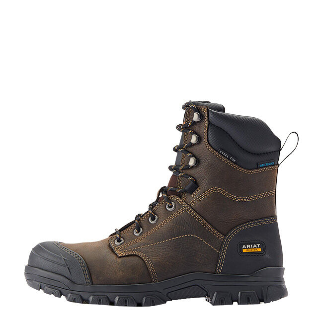 Ariat Men's Treadfast 8" Waterproof Steel Toe Work Boot - Dark Brown image number null