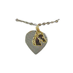 Finishing Touch of Kentucky Necklace - Horse Head in Heart Locket - Silver & Gold