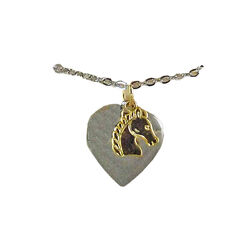 Finishing Touch of Kentucky Necklace - Horse Head in Heart Locket - Silver & Gold