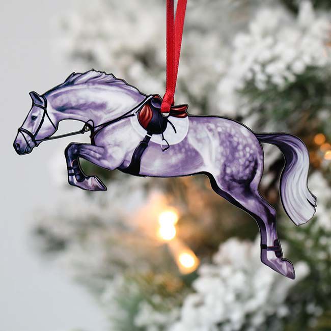 Classy Equine Ornament - Gray Hunter Jumper image number null