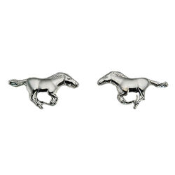 Finishing Touch of Kentucky Earrings - Galloping Mustang - Silver