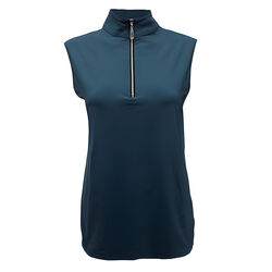 Tailored Sportsman Women's Sleeveless Icefil Zip Top Shirt - Lake Blue/Black/Silver
