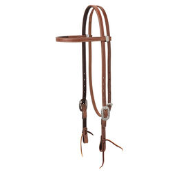 Weaver Equine Synergy Latigo Leather Lined Headstall with Floral Designer Hardware